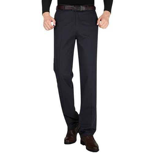 Mens Formal Trousers, Casual Business Office Work Home Belted Smart Dress Pants, Straight Leg Flat Front Trousers with Pockets, Cotton Suit Trousers, Slim-Fit Formal Work Pants S-6Xl