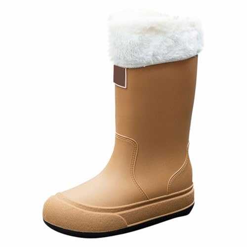 Generisch Short Rain Boots For Women Ankle Rainboot Slip On Garden Boot Ladies Rubber Outside Work With Comfort Women's Waterproof Shoes Black