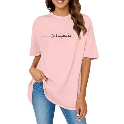 Women's Oversize Letter Print Crew Neck Short Sleeve Tops T Shirt Short Sleeve Casual Loose Blouse Sport Summer Casual Tops Shirt Plain Mesh Top Women's Glitter