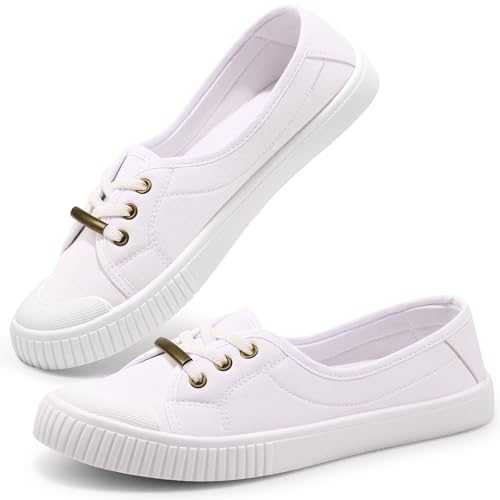Womens Canvas Shoes Ladies Fashion Plimsolls Soft Trainers Low Top Slip on Sneaker