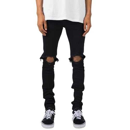 Mens Slim Fit Ripped Jeans Denim Pants Straight Leg Distressed Skinny Jeans for Casual Wear
