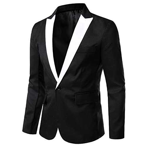 Mens Formal Jackets,Suit Jackets For Men Black,Slim Fit Shawl Lapel Dinner Jacket, Single Button Formal Suit Jacket For Men, Stylish Wedding Blazer, Elegant Satin Trimmed Blazer Coat