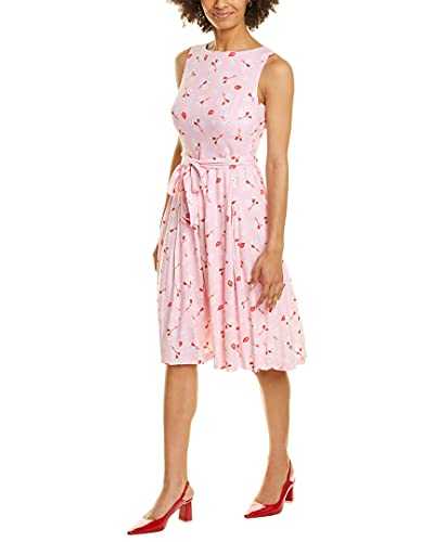 ANNE KLEIN Women's Cotton FIT & Flare Dress, Yosemite Aster Combo, 14