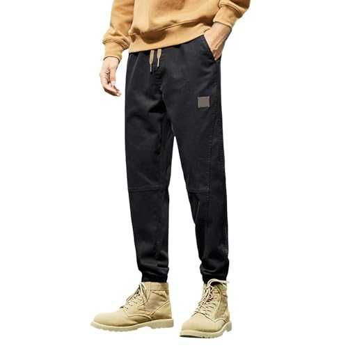Men's Slim Jogging Bottom Sweat Pant Loose Jogging Tracksuit Bottoms Trouser Cotton Tapered Stretch Twill Drawstring Men's Joggers Sweatpant Elastic Waist Training Soft Warm Jogging Sweatpant
