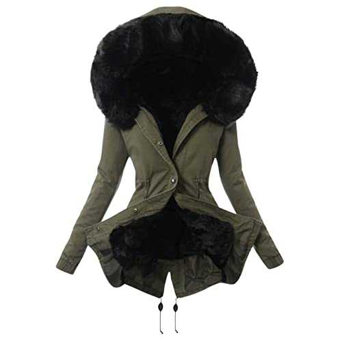 Winter Coat for Women UK Clearance Parka Jacket Warm Sherpa Fleece Lined Outwear Faux Fur Long Jackets Soft Comfy Outdoor Thicked Plush Teddy Coats with Hooded Pockets Ladies