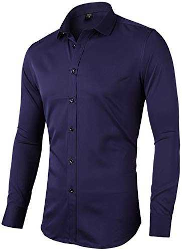 INFLATION Men's Dress Shirts Slim Fit Long Sleeve Bamboo Casual Formal Shirt Button Down Work Shirts Men