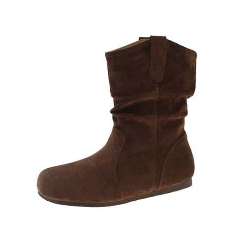 Hiking Boots Women ?aterproof Women's Ankle Boots Short Boots Spring Summer Autumn Single Retro Soft Leather Round Toe Flat Bottom Style Flat Heel Pleated Suede Small Womens ?aterproof Ankle Boots