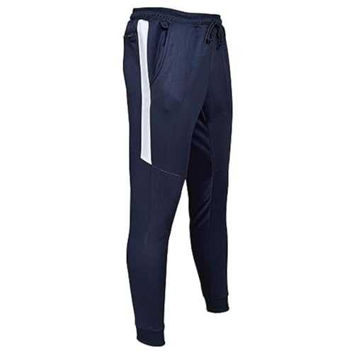 SixSigma Sports Men Trousers Tracksuit Bottoms Sports Mens Joggers Gym Mens Tracksuit Bottoms Slim Fit Sweat Pant for Running, Exercise Causal, Sports Mens Trousers (Small, Navy with White Stripe)