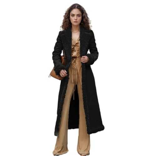 UniqKaliber Long Sherpa Coat Women, Long Cardigan Fluffy Sherpa Jacket Faux Fur Warm Overcoats