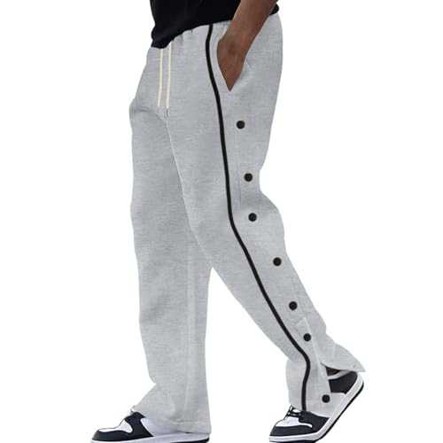 Tracksuit Bottoms Men Black Trousers Men Flex & Comfy Combat Trousers for Men UK Flex & Versatile Elasticated Waist Trousers Mens Joggers Side Button Solid Gym Trousers Men Parachute Pants