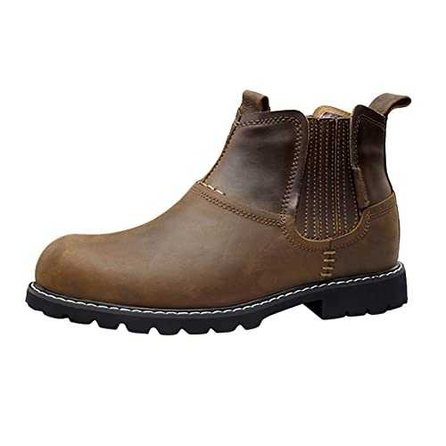 Shoes Men Casual Leather Fashion Mens Shoes High Top Leather Boots Vintage Leather Round Toe Flat Short Boots Full Grain Leather Dress Shoes Men