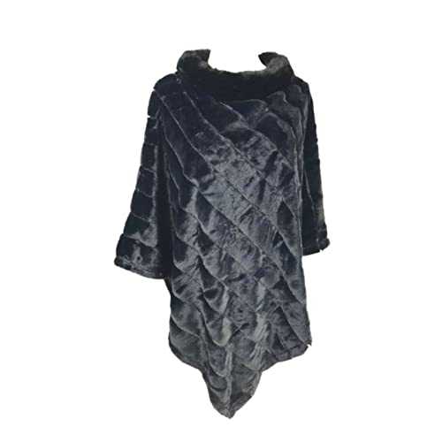 Ladies Women's Winter Faux Fur Poncho Plus Size Warm Neck Cape Long Coat Jacket