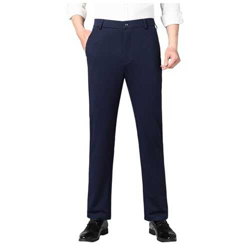 Mymyguoe Chino Trousers Men's Slim Fit Suit Trousers Loose Business Leisure Trousers Plain Business Trousers Elegant Casual Trousers Men's Stretch Tapered Jogging Bottoms Men's Suit Look Comfort Fit