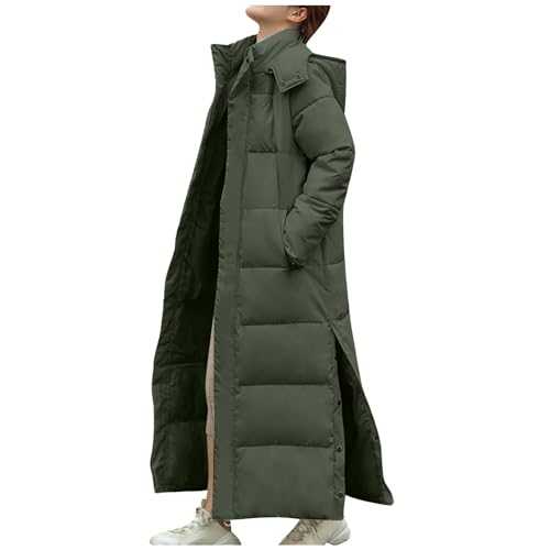 AEGJEGVD Long Coat for women Maxi Puffer Jacket Women,Longline Padded Coat Long Hoodie Winter Warm Quilted Padded Jacket Hooded Long Parka Coats Down Coat With Removable Hood for Ladies UK