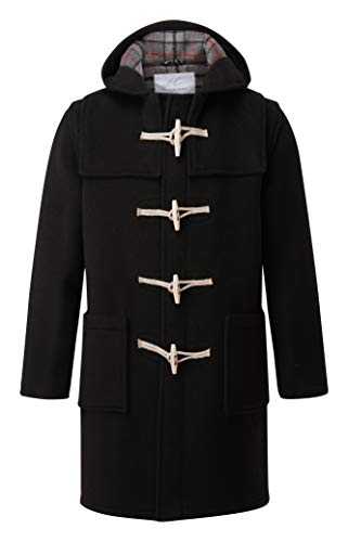 Mens Duffle Coat Wooden Toggles Black