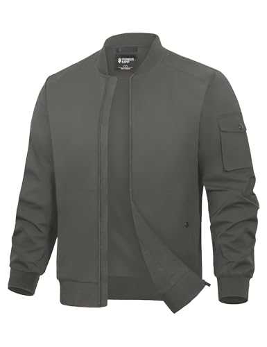 Pioneer Camp Men's Lightweight Bomber Jacket Zip Up Causal Varsity Flight Windbreaker for Office Work Golf