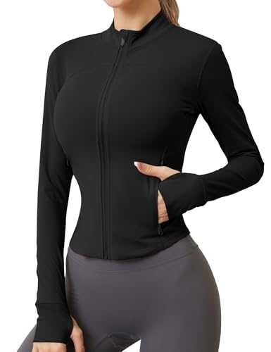 IECCP Womens Gym Running Tops Zip Activewear Two Sides Pockets Breathable Sports Workout Yoga T-Shirt Ladies Fitness Tee Shirts With Thumb Holes