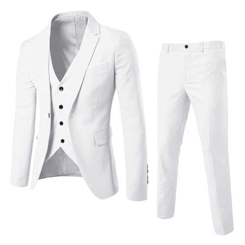 Mens Suits 3 Piece Slim Fit Wedding Tuxedo Suit for Men Two Button Formal Suit Blazer Jackets Waistcoat