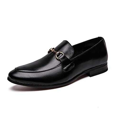 Spring Men's Pointed-Toe Small Leather Shoes British Style Horsebit Loafers Black Fashion Set Foot One-Pedal Leather Shoes Men