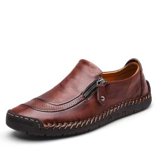 SFSSWSRYDF Mens Loafers Comfy Slip-on Oxfords Leather Shoe Flats Breathable Driving Shoes Moccasin Walking Shoes