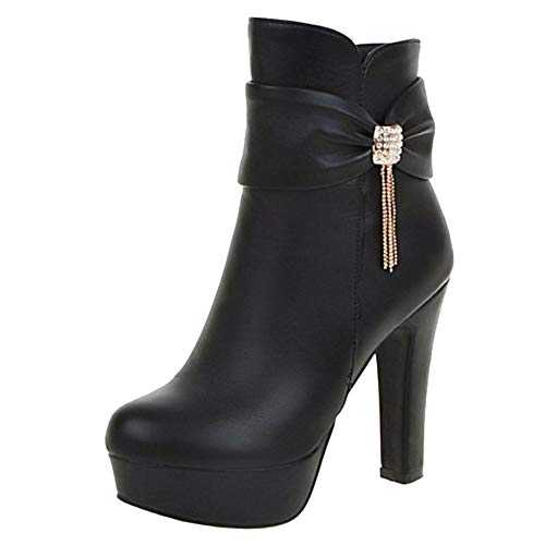Smilice Large Size & Small Size Women Elegant Ankle Booties High Block Heel Platform Boots