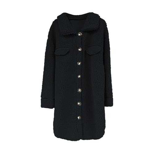FNKDOR Women's Faux Fur Coat for Women UK Fleece Sherpa Long Jacket Warm Winter Mid Length Overcoat Teddy Fluffy Coats Oversized Cardigan Plain Open Front Loungewear Thermal Plush Outwear