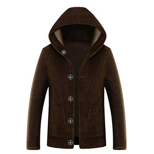 Winter Suede Jacket Men Hooded Wool Coat Fashion Fleece Double Sided Men Wool Blends Jacket Casual Men Overcoat