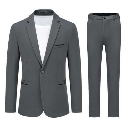 Allthemen Men's 2 Pieces Suit Slim Fit One Button Suits Casual Stylish Wedding Dress Suit