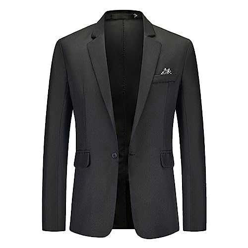 Men Blazers Slim Fit, Casual Suit Jackets for Men Men's Long-Sleeved Slim Solid Color Jacket Casual Personality Fashion Suit Running Jacket Mens Waterproof Breathable Single Breasted Blazer for Men