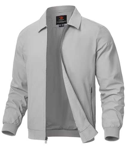 Rdruko Bomber Jacket Men's Waterproof Blouson Jacket Thin Transition Jacket with Inner Pocket Windproof Flight Jacket for Autumn Spring