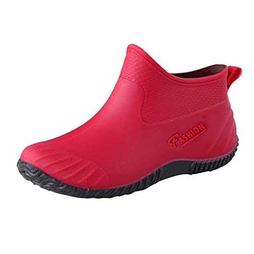 Ladies Ankle Wellies Wide Fit Ankle Wellington Boots Short Garden Boots Walking Non-Slip Sole Durable Gardening Wellies Boots Rain Boots Fashion Comfortable Rubber Waterproof Boots