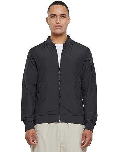 URBAN CLASSICS Men's Light Bomber Jacket, Casual Flight Jacket with Fitted Waist and Cuffs, Longsleeve Jacket with Pockets and Zipper