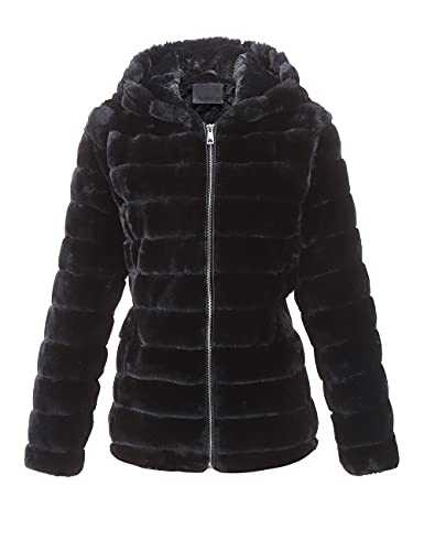 BELLIVERA Women Faux Fur Fleece Fuzzy Jacket Winter Warm Short Sherpa fluffy Coat with Hood