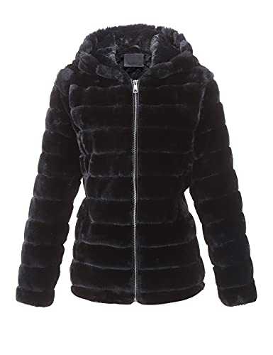 BELLIVERA Women Faux Fur Fleece Fuzzy Jacket Winter Warm Short Sherpa fluffy Coat with Hood