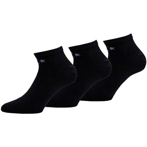 3 Pairs Low Cut Socks - Ankle Length - Smooth Toe Stitching - Cotton - Unisex (Black, 6-8), Black, 39-42