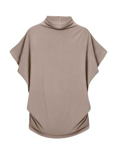 LYANER Women's Casual Mock Neck Ruffle Short Sleeve Summer Blouse Shirt Top