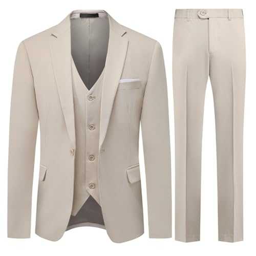 Allthemen Mens Suits Business 3 Piece Suits 1 Button Stretch Suits Solid Color Formal Classic Suit Blazer Waistcoat Trousers