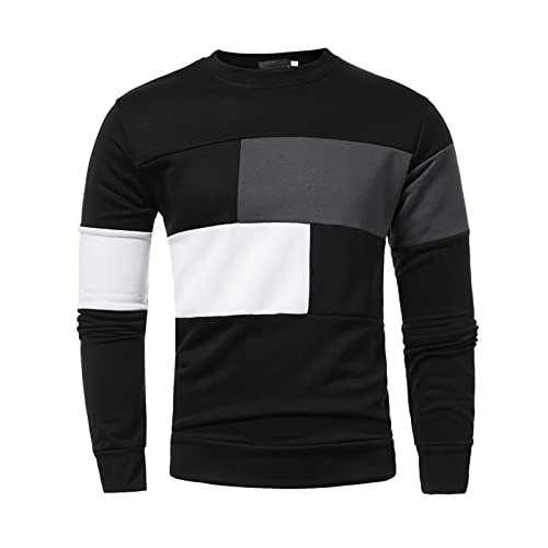 NQyIOS Sweatshirts for Men UK Mens Fashion Leisure Solid Wool Knitting Stand Collar Colorblock Long Sleeve Cardigan Sweater Long Sweatshirts Plain Pullover Sweatshirt Sweater Jumper Top