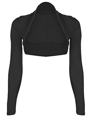 WearAll Womens Plus Size Plain Long Sleeve Cropped Ladies Shrug Bolero Cardigan Top