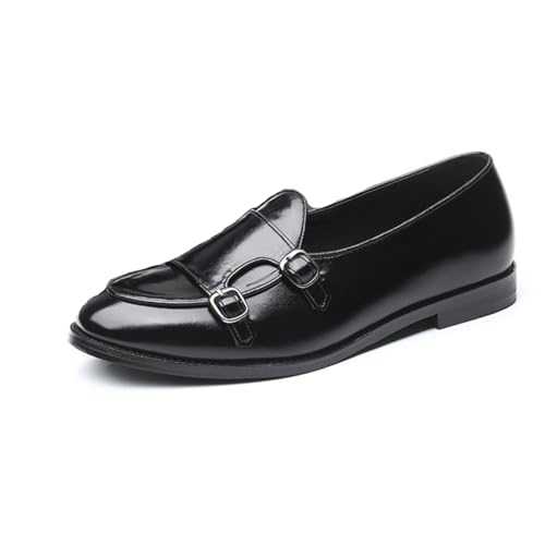 Mens Slip On Loafer Double Monk Strap Leather Dress Brogues Office Wedding Derby Formal Shoes