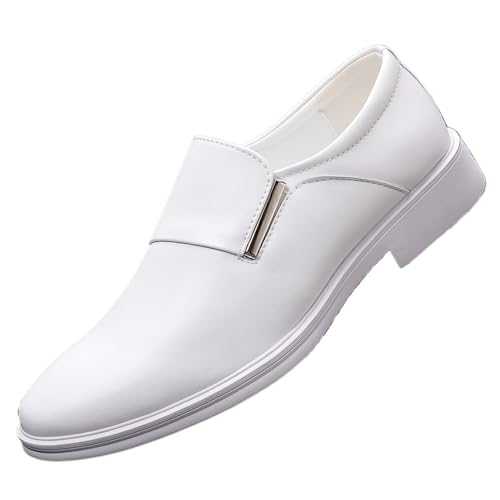 Formal Shoes for Men Men's Slip-On Leather Oxford Shoes, Classic Round-Toe, Low Top Block Heel, Breathable Fashion Dress Shoes for Business, Prom & Wedding