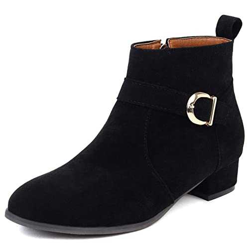 MJIASIAWA Women Low Heels Casual Comfy Chelsea Ankle Boots Classic