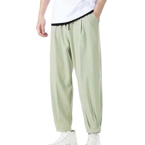 DUHENWU Jogging Bottoms, Men's Tracksuit Bottoms, Sports Trousers, Men's Linen Trousers with Drawstring, Lightweight Summer Trousers, Casual Trousers, Plain Trousers, Long for Men, Beach Trousers,