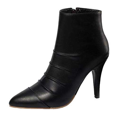 CuteFlats Women Comfort Ankle Boots with Stiletto Heels and Pointed Toe