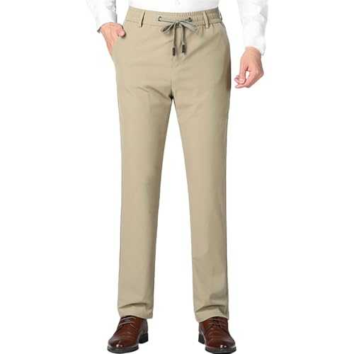 Trousers Men's Summer Lightweight Long Casual Business Fabric Trousers Men's Black Suit Trousers Suit Trousers Non-Iron Business Trousers Stylish Straight Fit Wide Legs Trousers Relaxed Cut Work