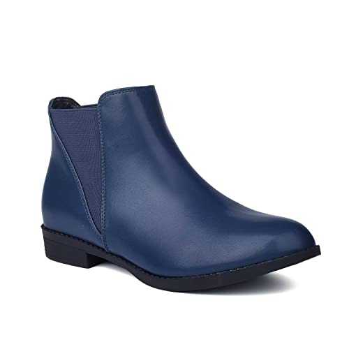 ComeShun Classic Chelsea Boots Low Block Heels Comfort Ankle Boots