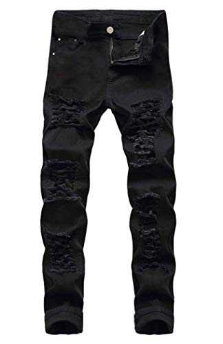 Mens Ripped Skinny Stretch Distressed Destroyed Slim Jeans Jeans Pants