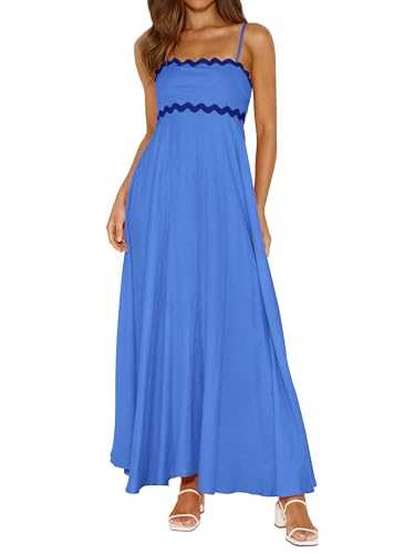 PRETTYGARDEN Womens Spaghetti Strap Maxi Dresses 2024 Summer Casual Sleeveless Smocked Boho A Line Long Flowy Beach Sundress