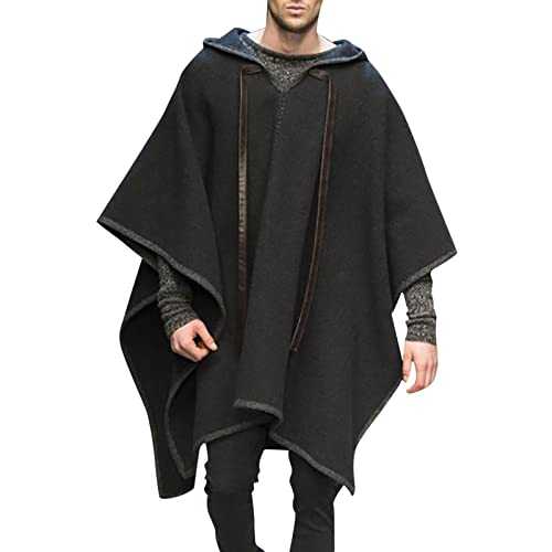 Handmade Hooded Poncho for Men - Alpaca Winter Coat - Comfortable, Warm, and Soft Jacket