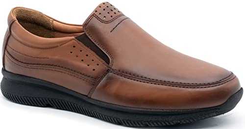 Lusco Men`s Urban Full Leather Slip on Lightweight Shoes Including Gel Insole for Exceptional Comfort